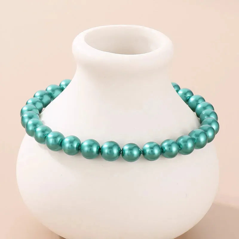 Stainless Steel Shell Pearl Bead Bracelet Turquoise One Size Bracelets - Tophatter Daily Deals